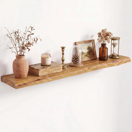 Image of Fun Memories 40 inch Wall Mounted Floating Shelves, Natural Elm Wood, 1 Pack