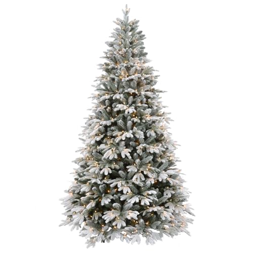 AMERIQUE 7 FEET Artificial Full Body Shape Christmas Tree with Metal Stand, Heavily Flocked Snow
