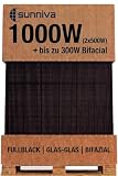SUNNIVA® Solarmodul 2x 500 W FULL BLACK Bifazial Glas PV Modul Solarpanel - PMax 1000W (2x500W) Bifacial N-Type, für Balkonkraftwerk oder PV Solar Anlage