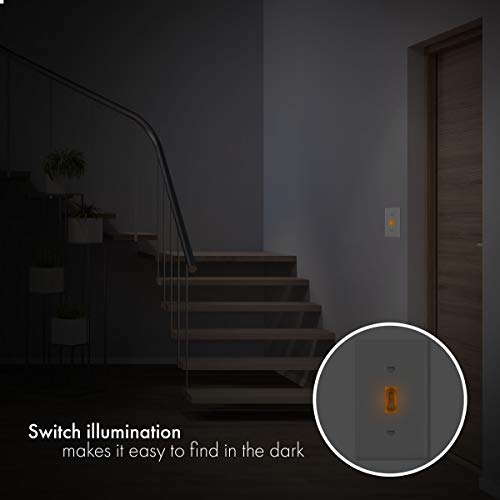 Enerlites Toggle, Single Pole Lighted Switch, 15A 120-277Vac, Grounding Screw, Residential Grade, Ul Listed, 88115L-C-10Pcs, (10 Pack), Illuminated-Clear, 10 Count #TOP4