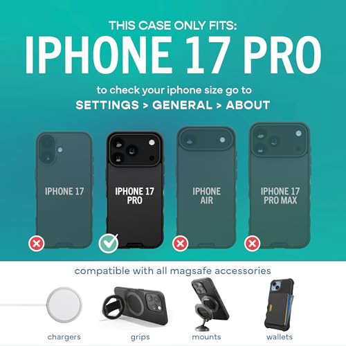 Image of Smartish iPhone 17 Pro MagSafe Case + Screen Protector - Magnetic Slim Case - Protective Thin Grip Cover + 2-Pack Tempered Glass Screen Protectors for Apple iPhone 17 Pro - Black Tie Affair