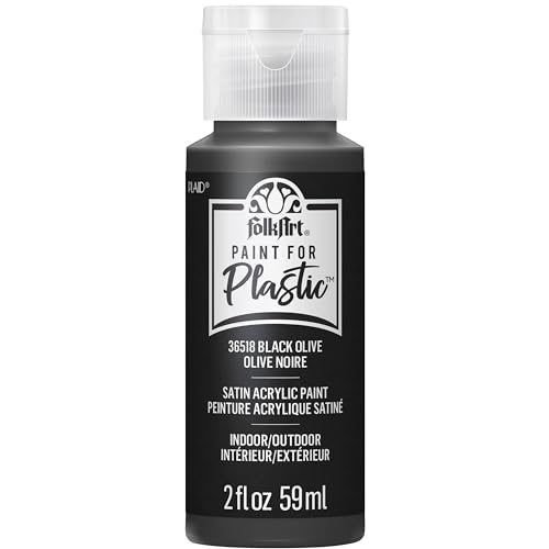 FolkArt Acrylic Craft Paint for Plastic Arts and Crafts Projects, Black Olive, Indoor and Outdoor Formula, 2 fl oz, 36518