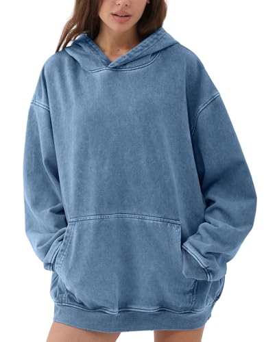 FAIABLE Womens Mens Acid Wash Hoodie Oversized Vintage Fleece Hoodies Heavyweight Distress Washed Sweatshirt for Couple 20253