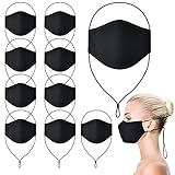 Face Masks, Black Face Mask 3-Ply Mask Clips to Protect Ears Unisex Reusable Washable for Adjustable Ear Strapes 10 PCS