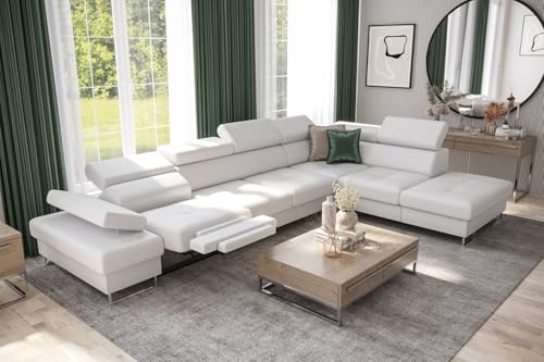 Friderik Galaxy Relax Canapé d'angle, 225 x 350 cm, en cuir synthétique Madrit, coffre de lit, fonction relaxation, appuie-têtes et accoudoirs réglables,...