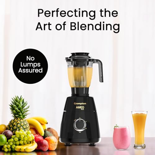 Image of Crompton Ameo Classic 750W Mixer Grinder | Powertron Motor | MaxiGrind Technology | 3 Stainless Steel Jars | 1 Blender Jar with fruit filter | Black