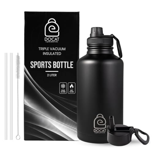 Image of DOCAT Water Bottle 2 Litre, Stainless Steel Sipper Water Bottle, Leak Proof Lid, Rust Proof, 24 Hours Hot and Cold Thermosteel Vacuum Insulated Water Bottle for Travel, Home, Gym, Office