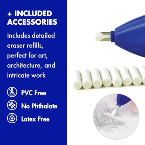 Maped - Helix Professional Automatic Eraser - Precise and Efficient Blue - Artists and Architects - Erasing Detailed Pencil Drawings - Effortless Precision Erasing - Battery-Powered, Compact.