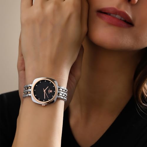 Image of Carlton London Women Celeste Analog Watch, Square Dial, Stainless Steel Strap, Quartz Movement, 30M Water Resistant, Casual Wear