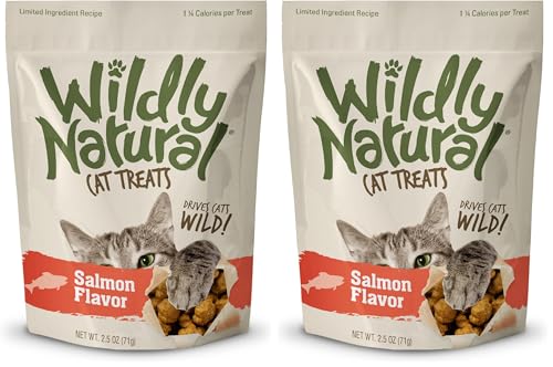 Wildly Natural Cat Treats, 2.5 Ounces, Salmon Flavor (Pack of 2)