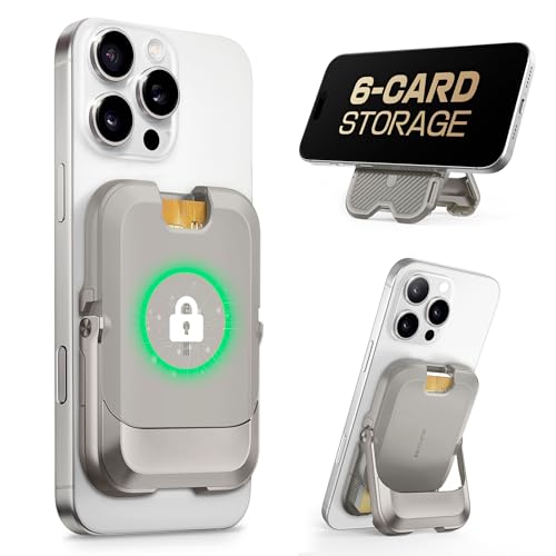 SUPCASE for MagSafe Wallet with Stand Magnetic Wallet for Men Women [Hold 6 Cards] [RFID Blocking] [Strong Magnetic Lock] Phone Stand Card Holder for iPhone 17/16/15/14/13/12 Series Frost Gray