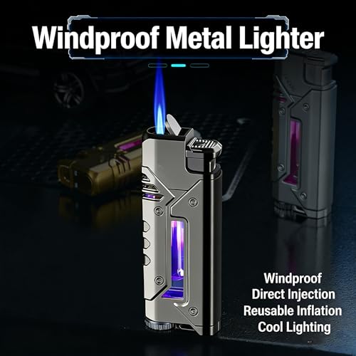 Briquet metálico recargable con llama jet cortaviento miniatura 3