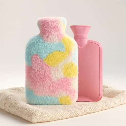 Image of Hot Water Bottle with Soft Plush Cover 2000ml Medical Grade Silicone Hot Water Bag for Period Cramps, Back Pain Relief, Hot & Cold Therapy, Muscle Aches & Body Relaxation Heating Pad (Unicorn)