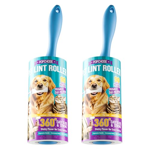 Image of POPCHOSE Lint Roller for Pet Hair Extra Sticky, 180 Sheets with 2 Handles