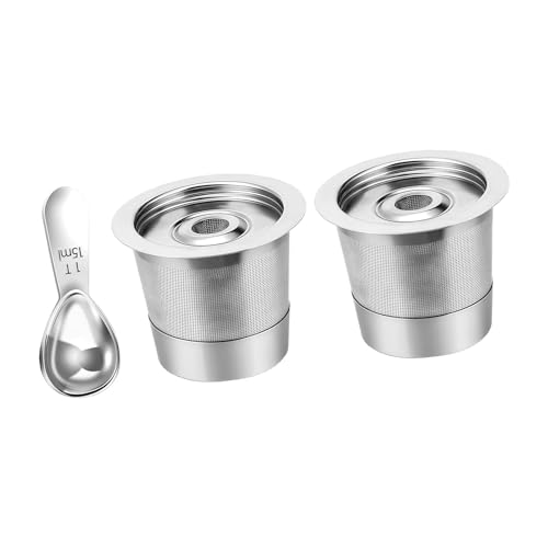 Snorvixre Taza de cápsulas de café de acero inoxidable, tazas K reutilizables, almohadillas recargables, accesorios de filtro de café, taza fácil de usar