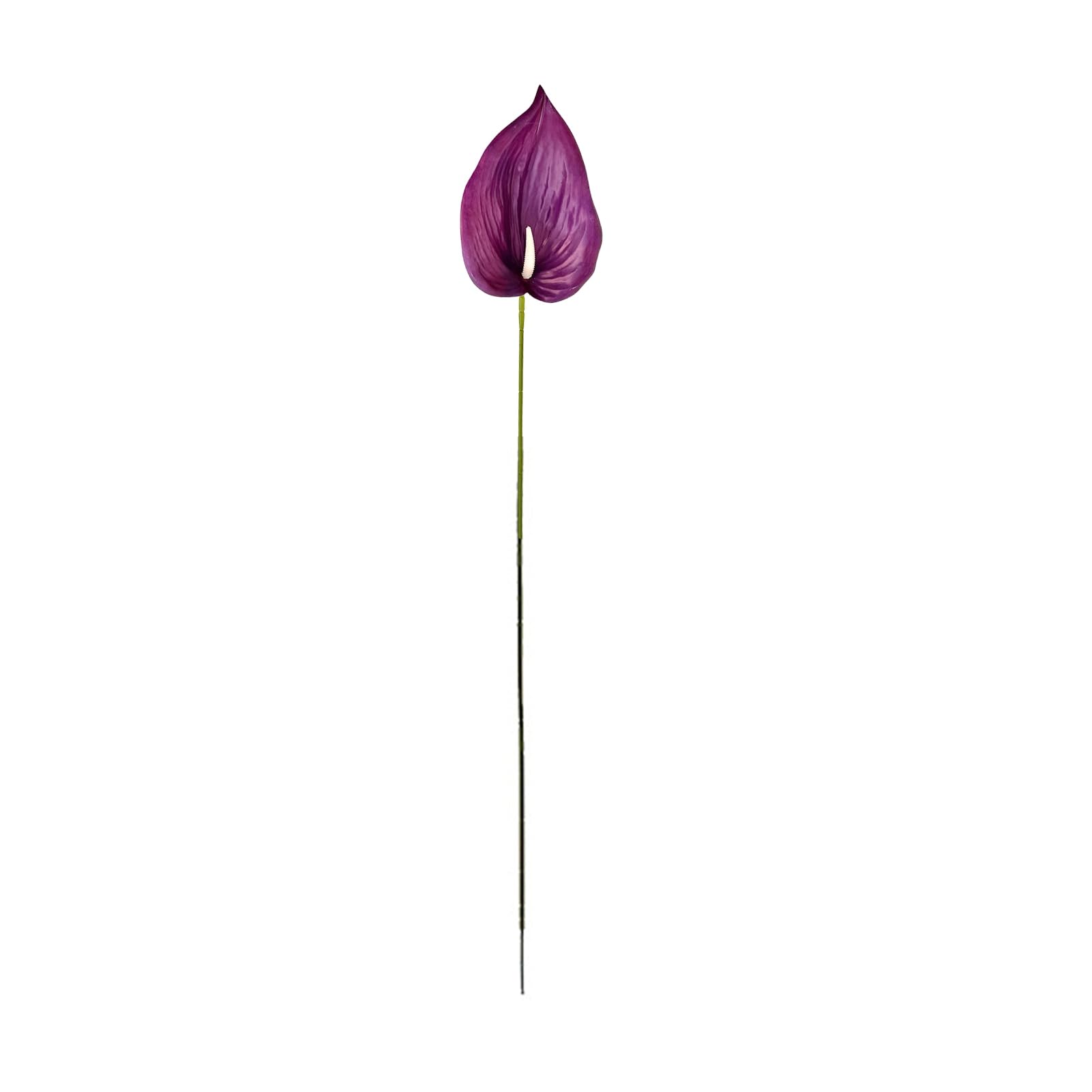 RetroNest Artificial Anthurium Flower 92cm 3D Printed Realistic Faux Floral Arrangement Long Stem Flexible Fake Bloom for Wedding Bouquet Home Office Decor Gift Dark Purple