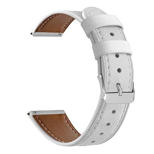 for Garmin Vivomove HR Bands, ViCRiOR Softer Genuine Leather Replacement Bracelet Bands Strap Wrist Band for Garmin Vivomove HR Sport/Premium, Garmin Venu/Vivomove 3 / Luxe/Style, White