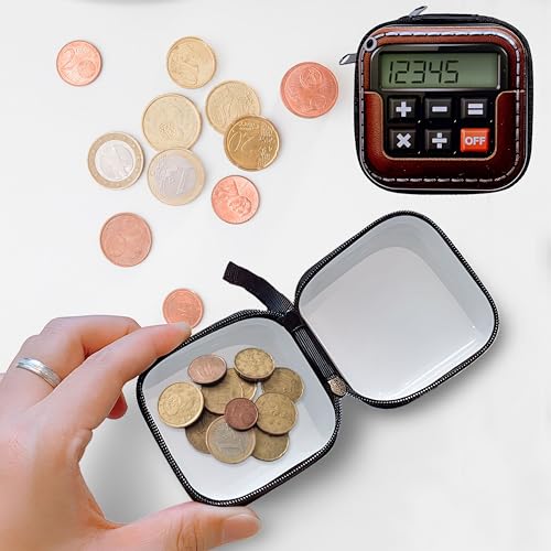 Image of Kraptick Multipurpose Coin Pouch - Compact Zipper Purse for Coins, Cash & Small Essentials Durable & Stylish Fabric Mini Organizer for Daily Use (Calculator Design) (Pack of 2)