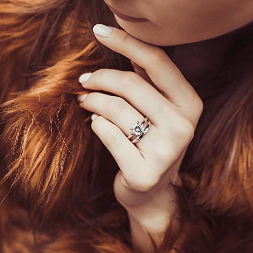 Berricle Sterling Silver Solitaire Wedding Engagement Rings 2 Carat Asscher Cut Cubic Zirconia Cz Ring Set For Women, Rhodium Plated Size 7 #TOP4