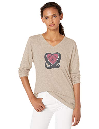Life is Good Womens Long Sleeve Graphic T-Shirt Crusher Collection,Bike,Heather Mocha,Medium