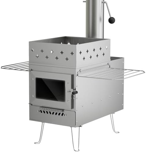 Sauna Hot Tent Stove, Portable Wood Burning Stove for Outdoor Camping with Chimney Pipe for Dry Sauna, Cooking for Family and Friends, Upgraded Heat Concentration System with Sauna Stones Basket