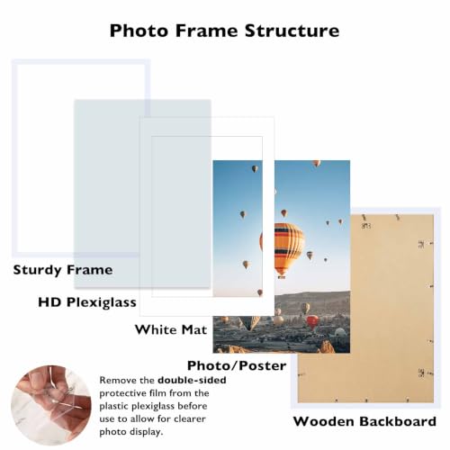 Image of JCJMY 22.375x34 Picture Frame with 20x30 Mat, Display Photo 20x30 with Mat or 22.375 x 34 Without Mat, Wall Hanging Large 22.375 by 34 Poster Frame with Plexiglass, White