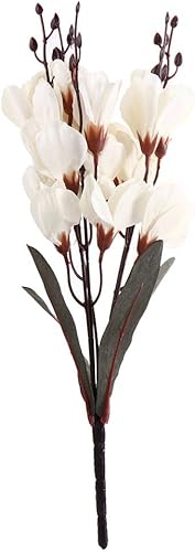 Flor falsa orquídea artificial flor hogar fotografía accesorios fiesta magnolia flor ramo de boda decoración del hogar (blanco)