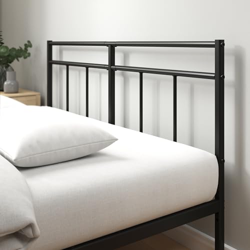 Zinus Elias 140 x 190 cm – Bettgestell aus Metall mit Kopfteil – einfache Montage – Höhe 30 cm – Bett mit Metalllattenhalterung – Stauraum unter dem Bett – modernes Design – Schwarz – Bild 6