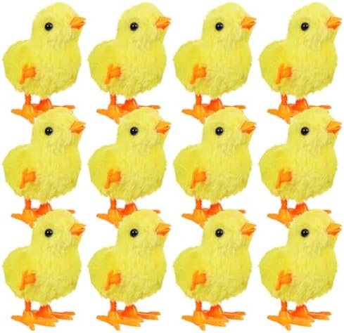 IMIKEYA 12PCS Wind Up Chicks Toys: Yellow Plush Jumping Chicks Pl...