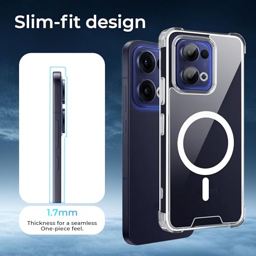 Image of A rtistque Clear Back Cover Case for Oppo Reno 13 5G | Compatible with Mag-Safe | Premium Transparent Cover | Shockproof TPU Bumper | Stylish Protective Design | Oppo Reno 13 Back Cover - Transparent