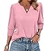 Women Shirts Loose 2025 Summer 3/4 Sleeves Blouse Lightweight Dressy Casual Trendy T Shirts V Neck Comfy Tops