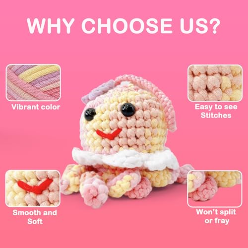 Image of 2 x 3.5Oz /120yds Beginner Easy Yarn for Crocheting and Knitting;Worsted-Weight Medium #4;Cotton Blend Yarn for Beginners Amigurumi DIY (Macaron, 2 Skein)