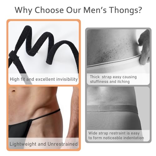 YINYOUYU Mens Thongs Silk G-String Adjustable Sexy T-Back Low Rise Underwear4