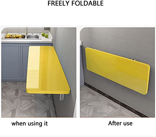 Table murale pliante jaune pour résoudre le manque d'espace, bureau d'ordinateur suspendu - 6