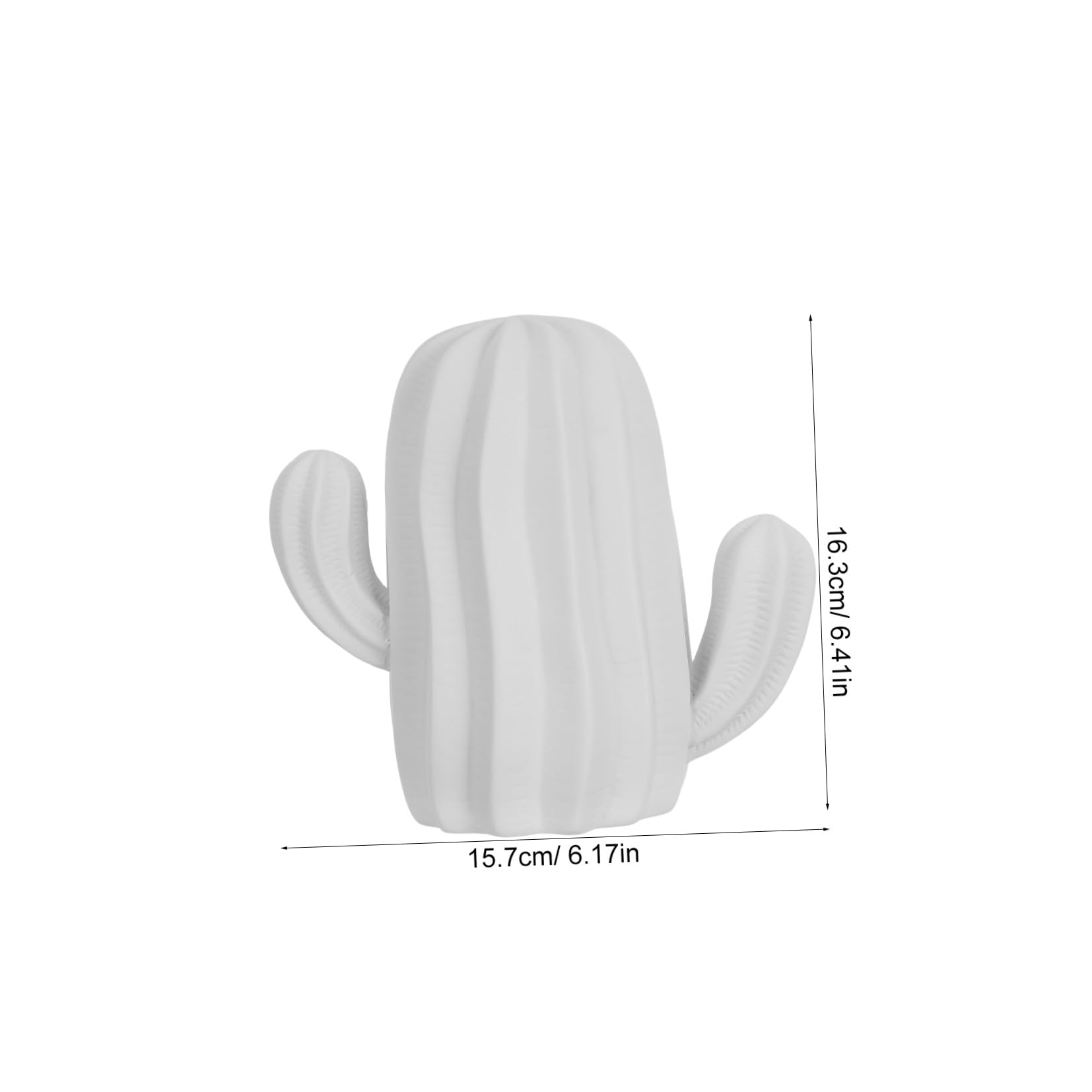 minkissy Statuetta Cactus in Ceramica Bianca, Decorazione Elegante per Casa