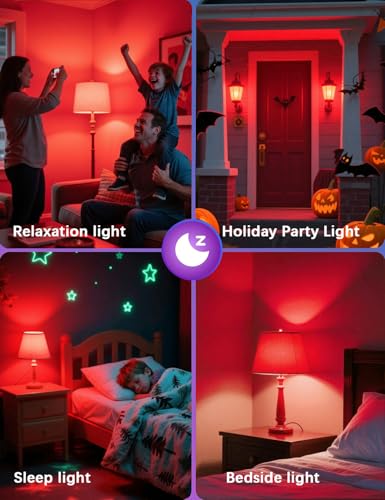 Image of 630nm Red Light Bulb for Sleep Dimmable, 100% Blue Light Blocking, Promotes Melatonin Production, E26 A15 LED 5W Red Dim Night Light for Baby's Bedroom, Sleeping, 6Pack