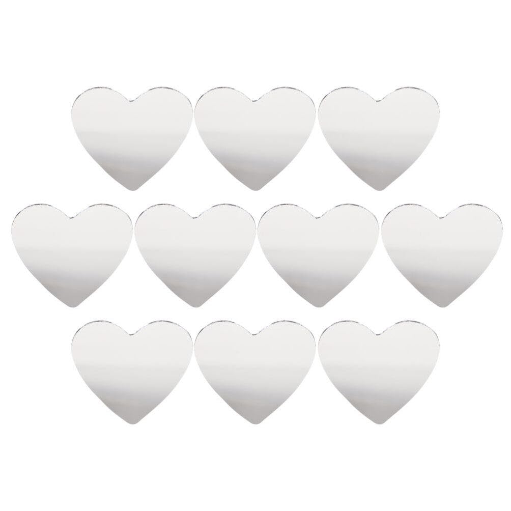 NOLITOY 10pcs Heart-Shaped Glass Mirror Sheets for Makeup Craft Projects Cosmetic Mirror Lens for Beauty Routine and Home Decor
