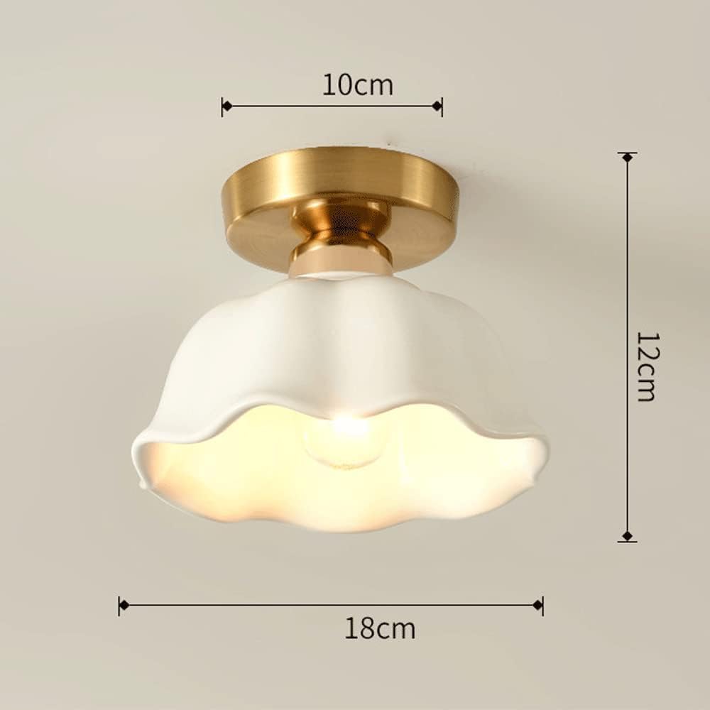 Factory Flower Shape Glass Ceiling Light Flush Mount Hallway Ceiling Light Fixture Mid Century Modern Ceiling Lamp Vintage Gold Close To Ceiling Light For Bathroom Balcony Kitchen Porch Entryway