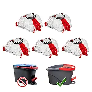 5 PCS Microfiber Mop Head Replacement Mop Refills Spin Mop Replacement Head Easy Cleaning (Red)