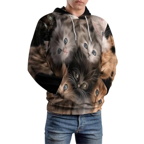 Sweat a capuche homme chaton mignon pull 3D anti froissement - 5