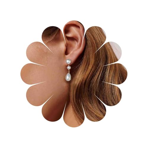 TseenYi-pendientes colgantes de perlas, aretes colgantes de perlas doradas, aretes con dijes de borlas de perlas Vintage, pendientes de perlas para Boda nupcial