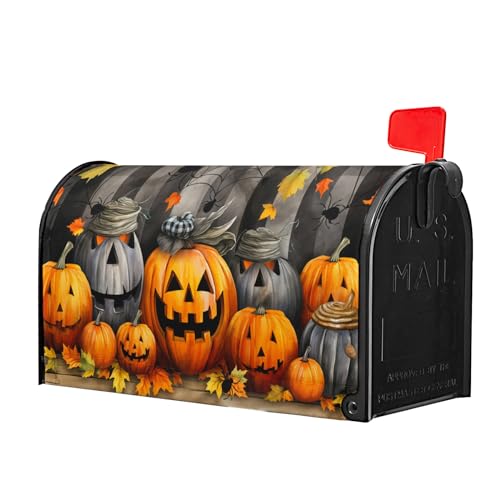 Image of Halloween Pumpkin Mailbox Covers Magnetic Standard Size 21x18 Inch Halloween Mail Box Covers Magnetic Fall Welcome Mailbox Wraps Post Letter Box Cover for Garden Yard Outdoor Decor