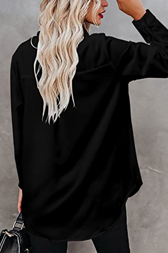 Image of Magritta Women's Shirts Fashion Casual Loose Fit Long Sleeve Button Down Lightweight Collared Blouse Tops