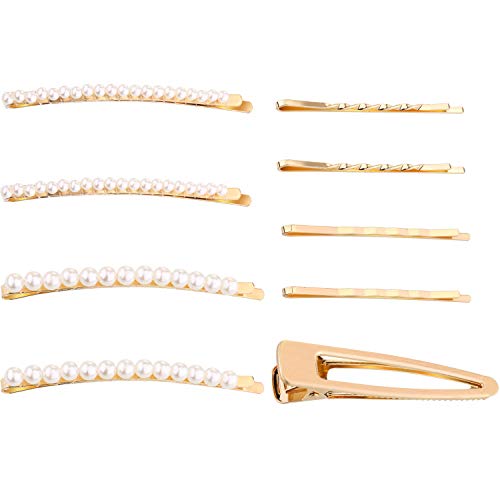 Yaomiao 9 Pieces Hair Pins Artificial Pearl Hair Clips Hair Barrettes for Women and Girls Wedding Party Supplies