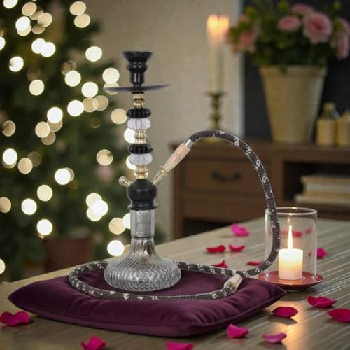 Image of FAIZAN HANDICRAFT Designer Dimond Style 18.5 Inch Glass,Iron QT Hookah Set (Black)