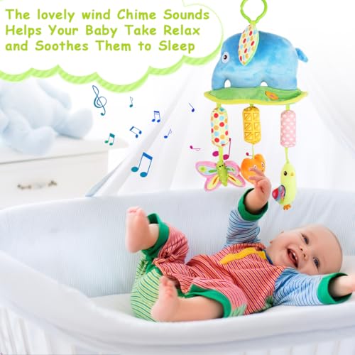 Image of SNOWIE SOFT Baby Toys for 6 to 12 Months Hanging Plush Elephant Toy with Rattles and Stuffed Toys Pendants, Soft Crib Stroller Car Seat Sensory Toy Development New Born Baby Gifts