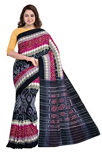 Image of Odisha Sambalpuri Handloom Ikat Women's Cotton Saree, Odisha Handloom Handmade Pure Cotton Khandua Saree, Ikkat Orissa Traditional Handloom Saree Without Blouse