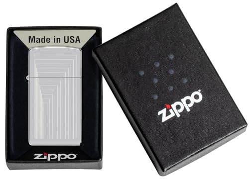 Image of Zippo Slim Laser Pattern Design High Polish Chrome, Windproof Pocket Fuel Refillable Lighter, BIS Certified