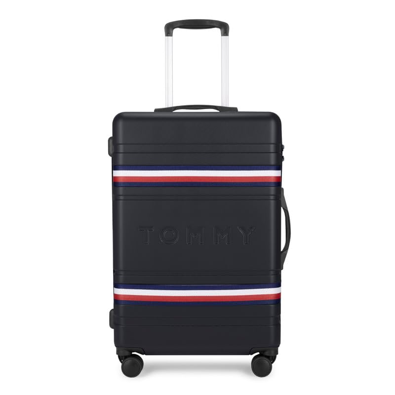 Image of Tommy Hilfiger Plastic Berlin Unisex Spinner Hard Luggage - Grey, 67Cm Mid Bag with 4 Wheel Trolley