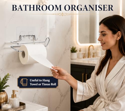 Image of Toilet Paper Roll Holder for Bathroom Tissue Paper Holder Toilet Tissue Rolls Holder Self Adhesive Toilet Paper Roll Holder Bathroom Tissue Roll Holder for Bathroom(Pack of 2)